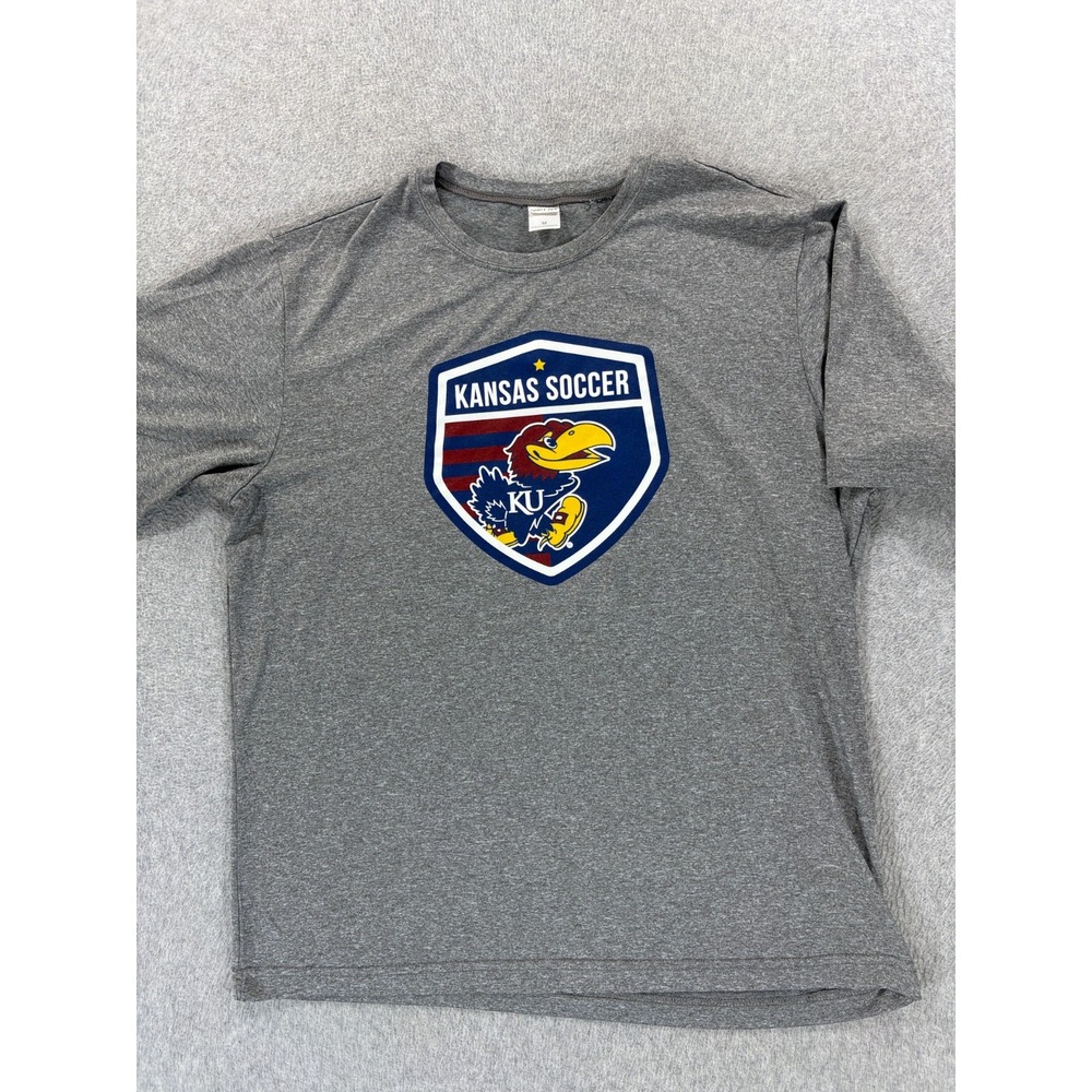 Kansas Jayhawks Screened Team Issue SOCCER Crew Shirt (Men's Medium) Gray